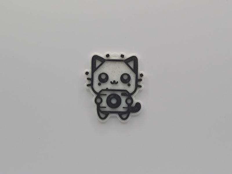 Cute Cat Holding a Camera Keychain
