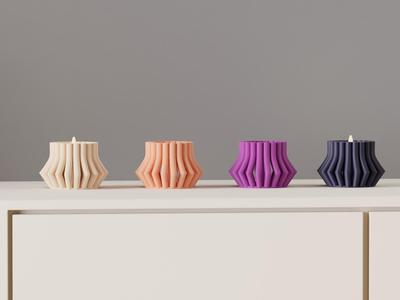 Modern Ribbed Tealight holder. LED candle Stand