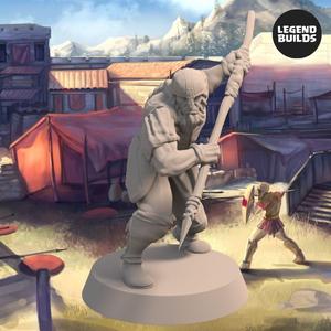 Acenii Barbarian Spearmen - Pose 2 - 3D printable miniature - STL file