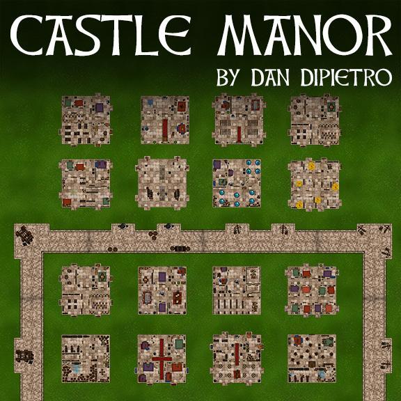 Castle Manor - Digital DnD Fantasy Terrain Battle Map Tiles & Tokens