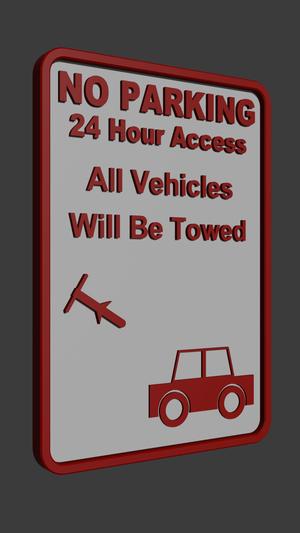 'No Parking - Cars Will Be Towed' Sign