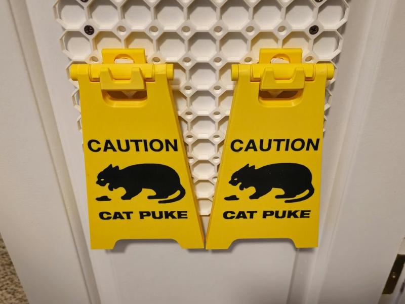 Bolt, nut, washers, and wall mount for cat puke sign