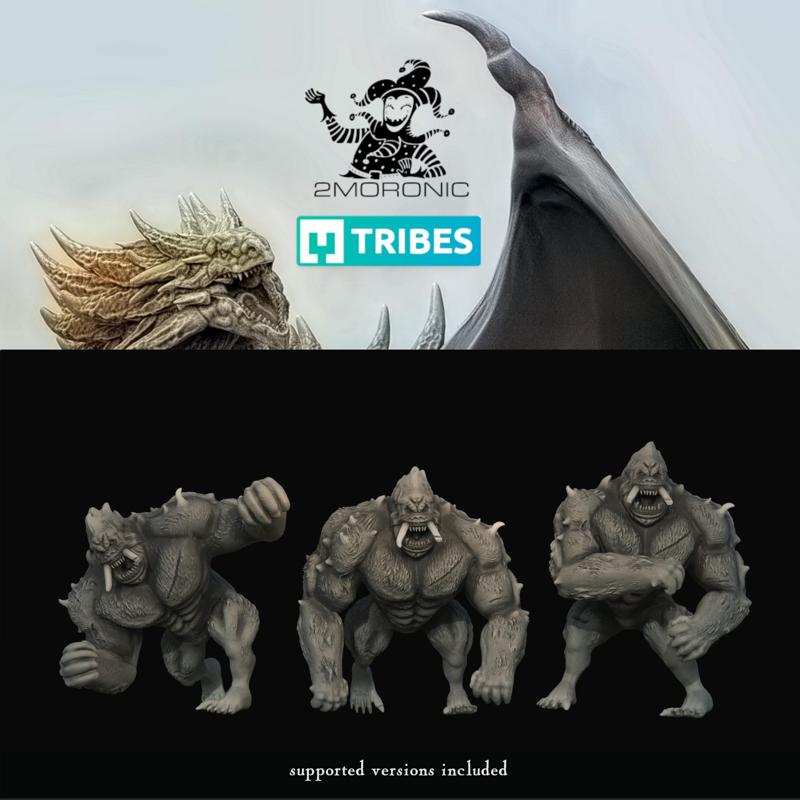 Barlgura Demons (1 inch/25 mm base, 1.25+ inch/36 mm height miniatures) - 3 versions