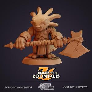 Axolotl Barbarian (pre-supported included)