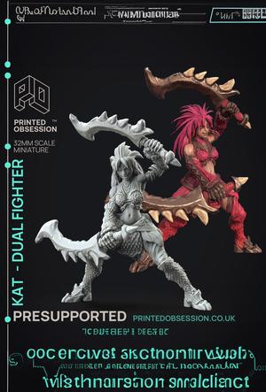 Kat - Monster Hunter - Mixed wepons - PRESUPPORTED - Illustrated and Stats - 32mm scale 