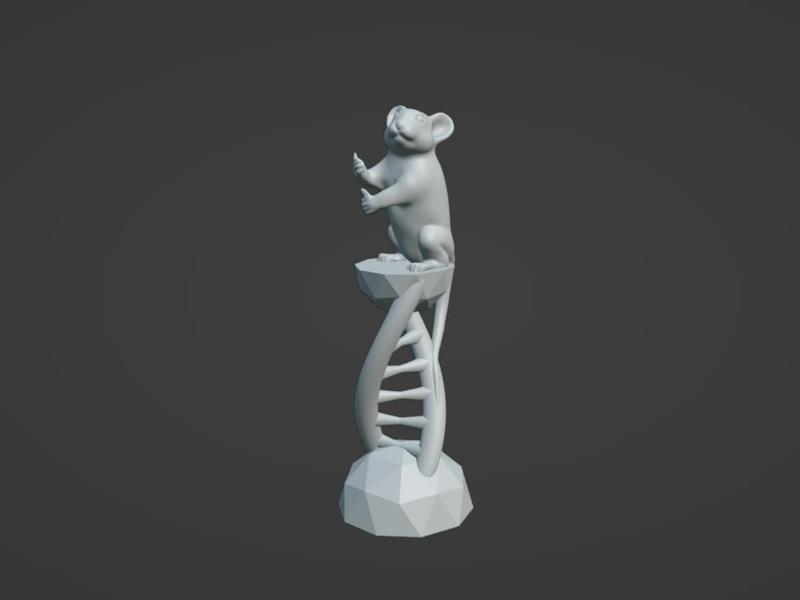 Lab rat monument with DNA pedestal (no glass)