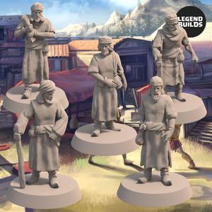 Civilians of the Empire of Jagrad Bundle (5 unique miniatures) - 3D printable miniature - STL file