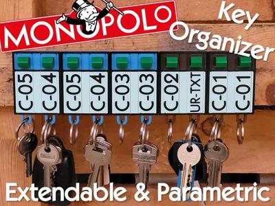 Modular Key Organizer - Parametric Text - No MMU