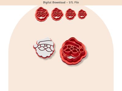 Santa Claus Clay Cutter for Polymer Clay | Digital STL File | Clay Tools | 4 Sizes