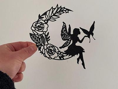 Wall Art - Moon, Butterfly and Fairy