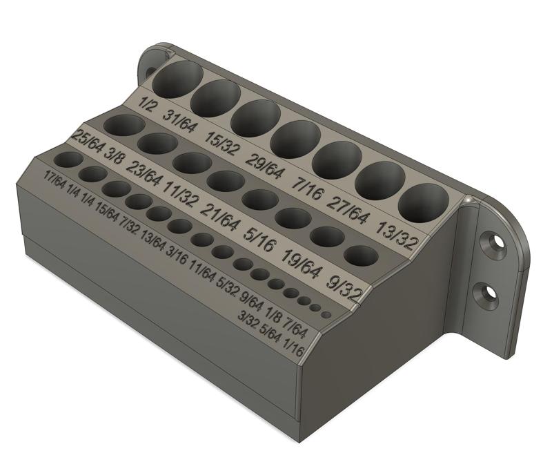 Standard Drill bit set wall mount .0625 to .5 inches