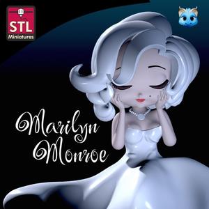 3D Model Inspired by Marilyn Monroe - Chibi Style - Hollywood Star Base - STL File
