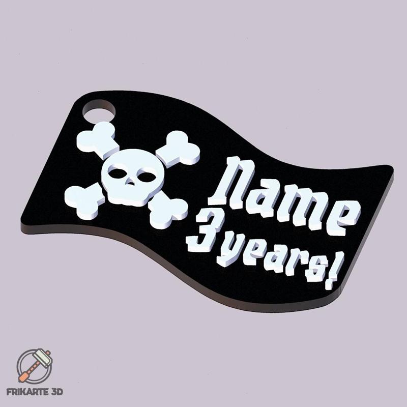Personalizable Pirate Birthday Party Keychain