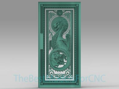 3D Model STL File for CNC Router Laser & 3D Printer Dragon and Horses Shield