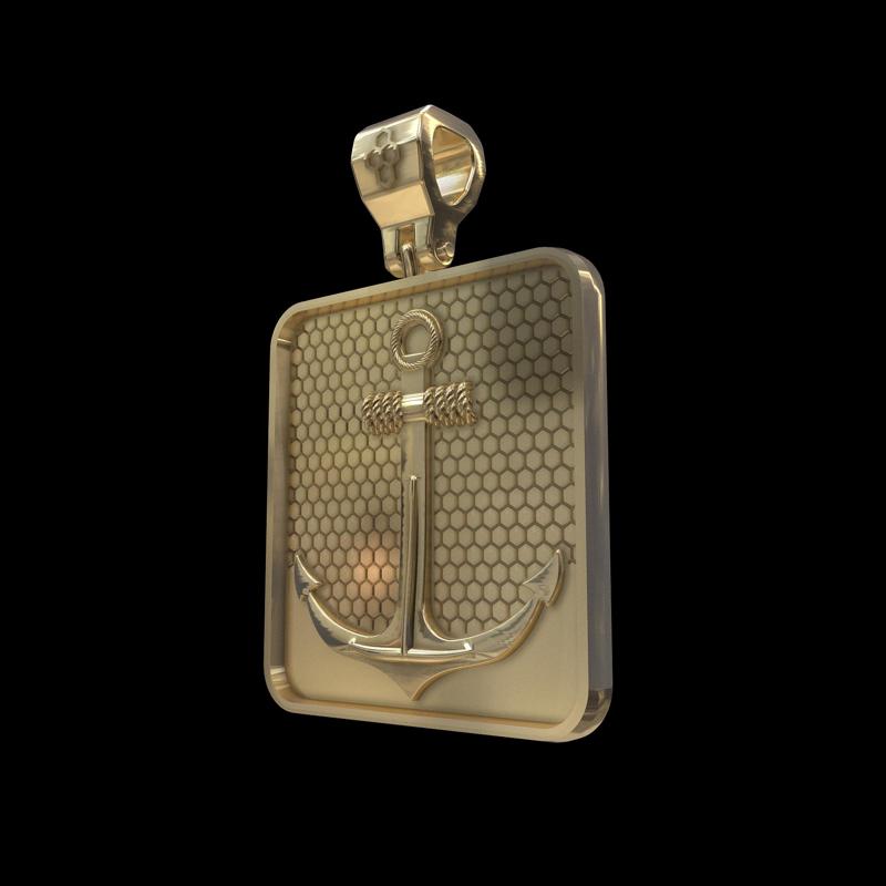 GOLD NAUTICAL MARINE ANCHOR PENDANT NECKLACE 2 3D MODEL