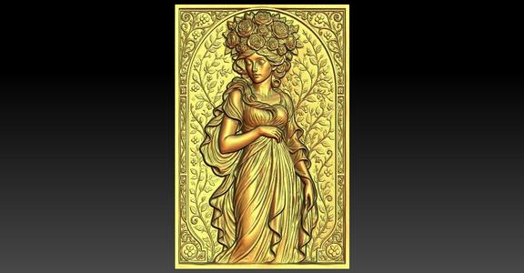 Goddess of Roses CNC Relief Model