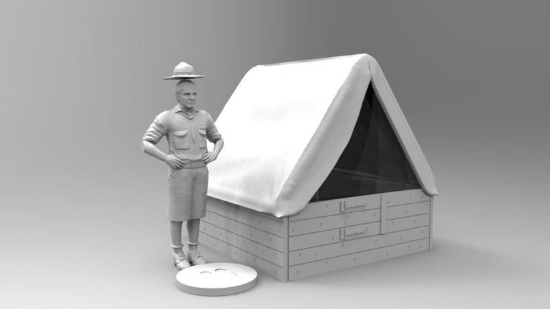 Tent with man