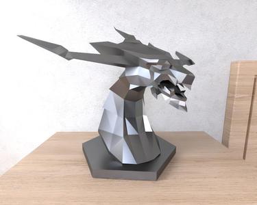 Bahamut Dragon Statue Lowpoly