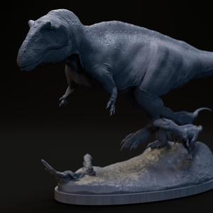 Acrocanthosaurus family 1-35 scale pre-supported dinosaur