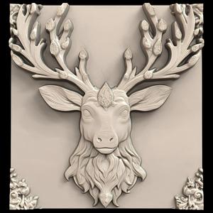 3D Model STL File for CNC Router/Laser & 3D Printer A Deer with Crystal Antlers that Can Reflect Thoughts