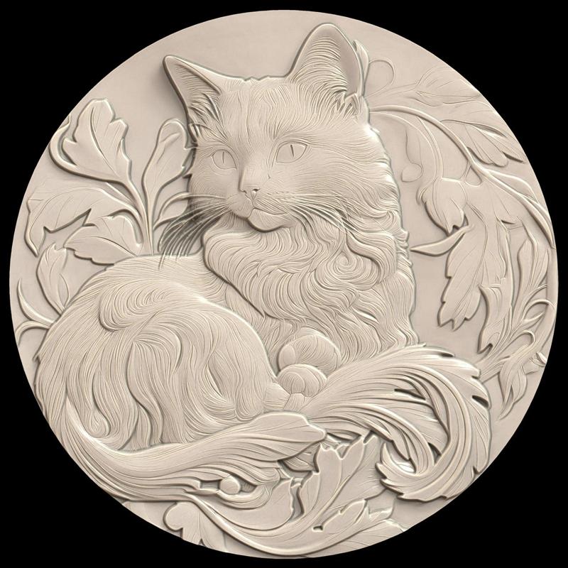 3D Model STL File for CNC Router/Laser & 3D Printer A Domestic Cat that Is Actually a Protective Spirit of Its Owner