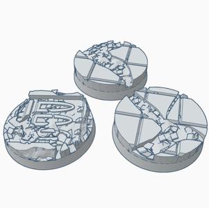 Set of 3 Gothic 25mm by 25mm Round Miniature Bases