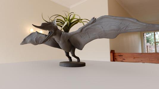 pterodactyl dinosaur flying roaring planter pot flower vase stl