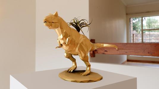 Carnotaurus dinosaur low poly planter pot flower vase stl