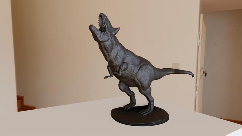 Carnotaurus dinosaur roaring looking up stl