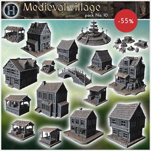 Medieval village pack No. 10 - Medieval Gothic Feudal Old Archaic Saga 28mm 15mm RPG