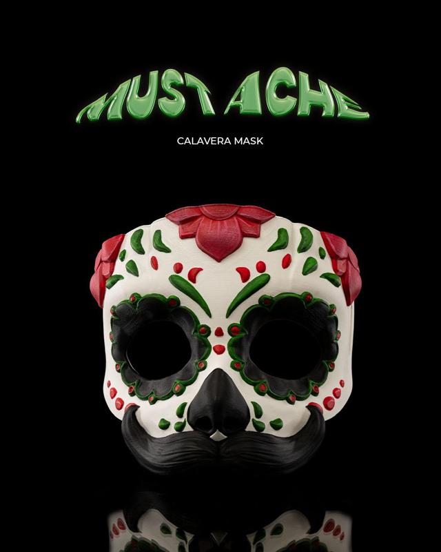 Mustache Calavera Mask