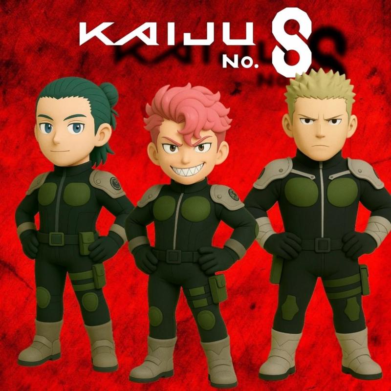 Kaiju No. 8 Pack n°2 - Aoi Kaguragi, Haruichi Izumo & Iharu Furuhashi Chibi 3D Figure Pack