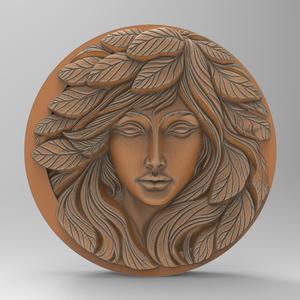 Printable Forest Lady Green Leaf Woman Pagan Garden Plaque