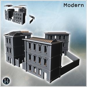 Large rounded multi-story modern building with multiple entrances under canopy (33) - Modern WW2 WW1 World War Diaroma Wargaming RPG Mini Hobby