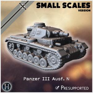 Panzer III Ausf. N (small scales version) - Germany Eastern Western Front Normandy Stalingrad Berlin Bulge WWII 4mm 6mm 10mm 12mm