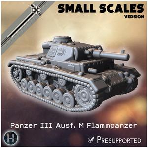 Panzer III Ausf. M Flammpanzer (Sd.Kfz. 141-3) (small scales version) - Germany Eastern Western Front Normandy Stalingrad Berlin Bulge WWII 4mm 6mm 10mm 12mm