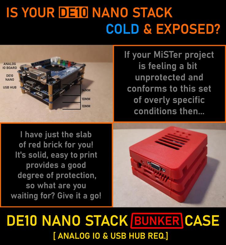 DE10 Nano stack - MiSTer project BUNKER case.