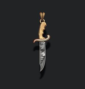 Knife with girl head face pendant 3D print model