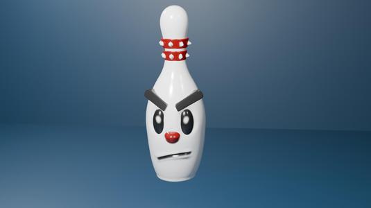 Angry looking bowling pin
