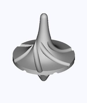 Spinning top with a spiral cut