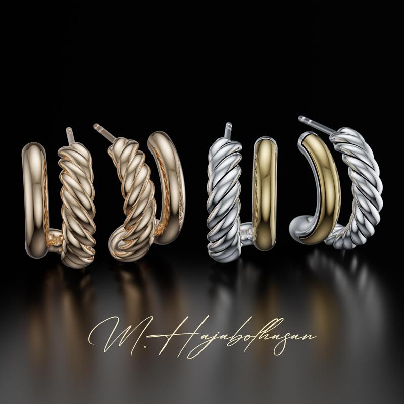 3D Printable Twisted Hoop Earrings – Modern Rope-Style