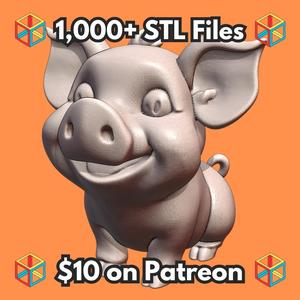 Adorable Piglet Figurine with Big Ears and Curly Tail MineeForm FDM 3D Print STL File