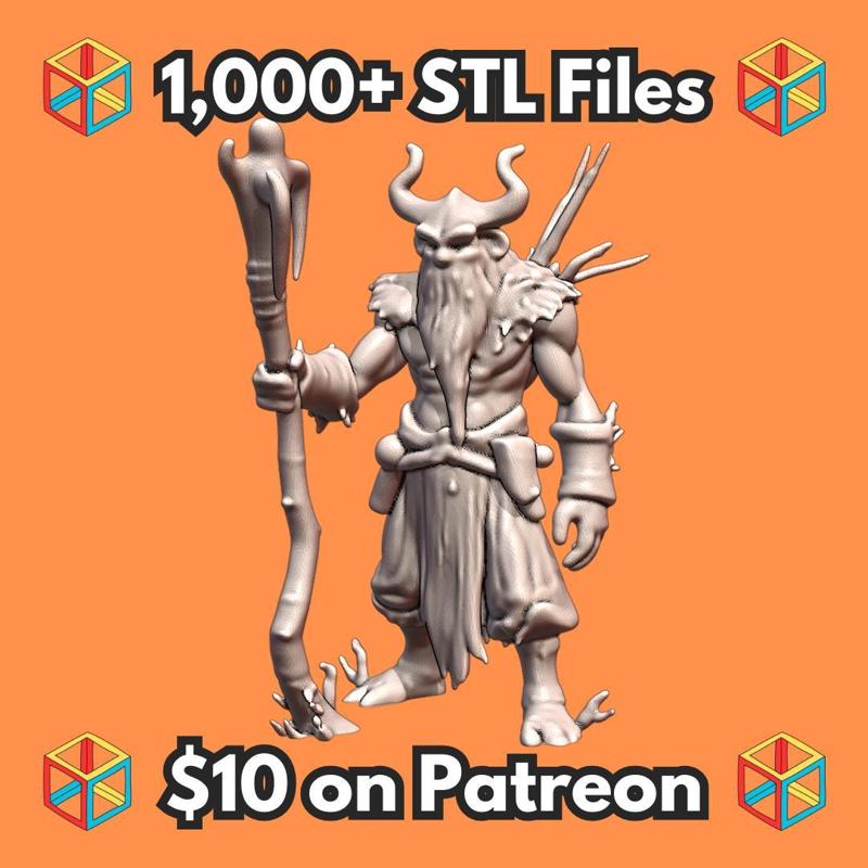 28mm DND Elemental Tree Wood Sorcerer with Staff Fantasy Miniature MineeForm FDM 3D Print STL File