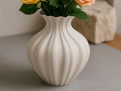 Elegant 3D Printed Flower Vase – Flowing Curved Design