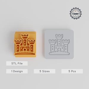 Sandcastle Stamp Tile Set, 5 Sizes for Clay, Cookies & Fondant, Beach & Ocean Craft Design PRODUCT_1663
