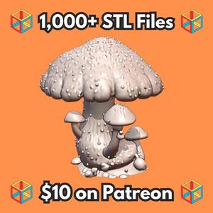 28mm DND Whimsical Giant Mushroom Cluster for Fantasy Scenes MineeForm FDM 3D Print STL File