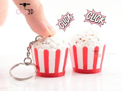 Cutie3D Twisty Keycap Fidget Clicker Popcorn Bucket Keychain - Cute Backpack Keychain