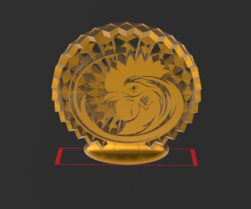 Rooster Head a31 - 09 - Suspended - 2D- Thread Art STL