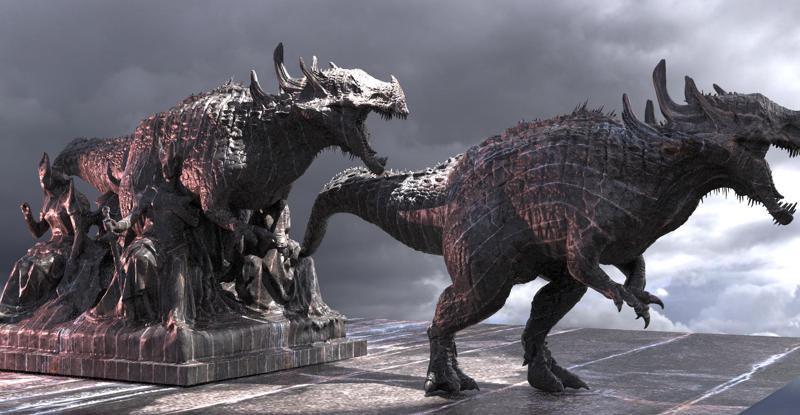 Dark Drake King Lizard Statue guardian priestesses 2 versions