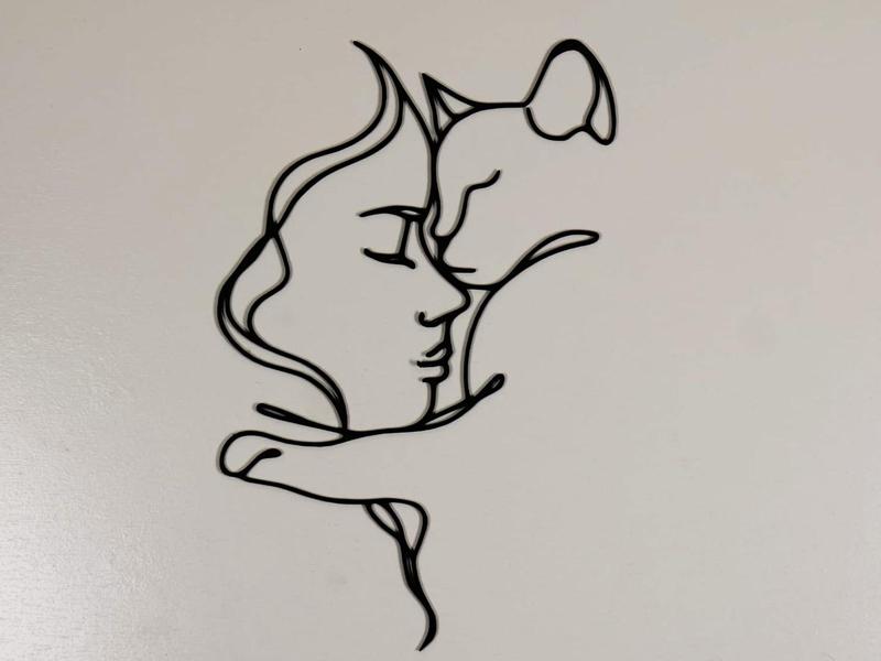 Cat and woman wall decoration
